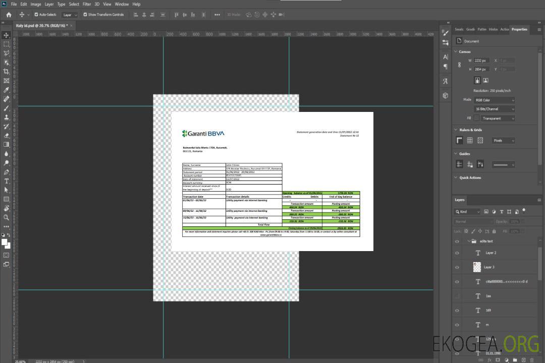 Relevé bancaire Roumanie Garanti BBVA xls template